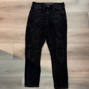American Eagle Outfitters High Rise Black Distressed Jeans